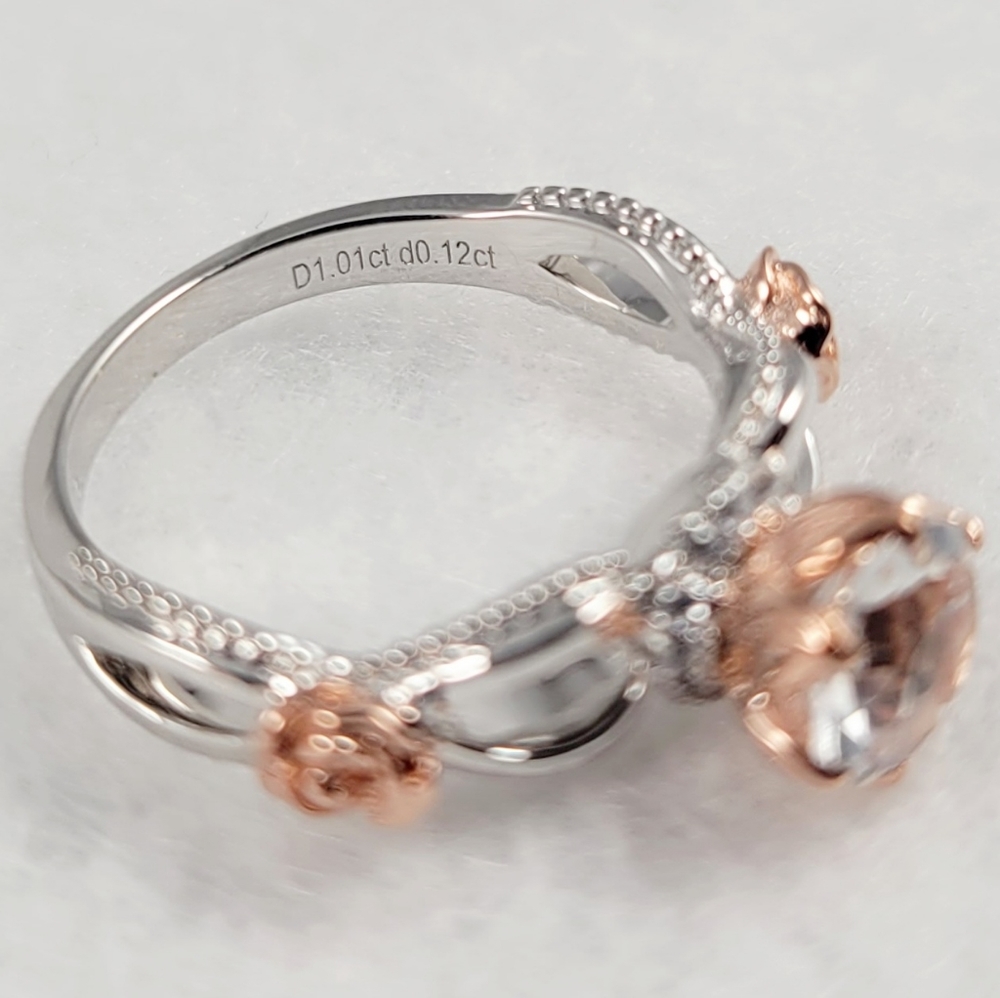 1ct Natural White Topaz and Diamonds Ring - Picture 11 of 15